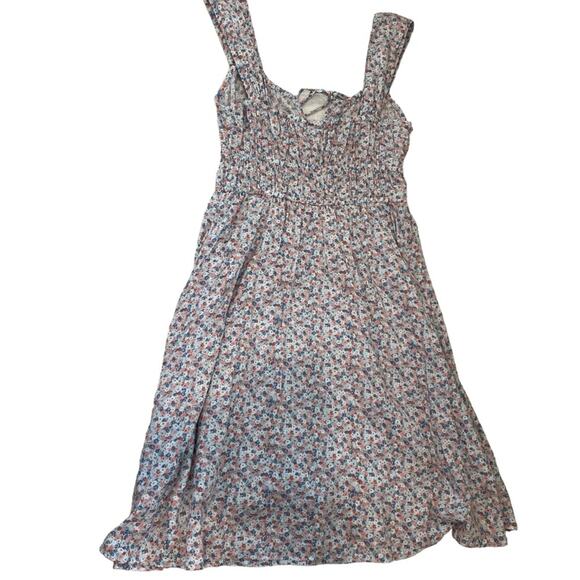 Gap Sleeveless Smocked Tie Neck Mini Dress Blue Ditsy Floral - Picture 7 of 11
